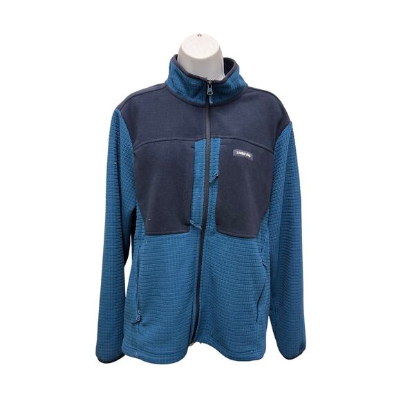 Lands' End Other - Lands’ End Men's Fleece Jacket M Teal Navy Grid Zip-Up Warm Casual Layer